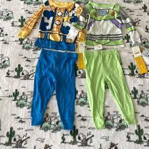 New Disney Pixar buzz lightyear woody pair of boys pajama set size 18 M